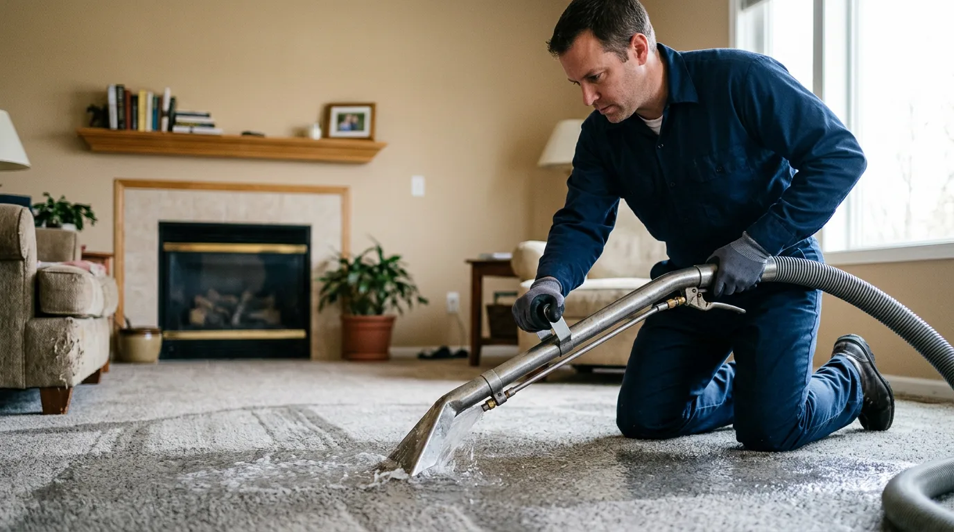 Water damage restoration technician working near Bristol, PA